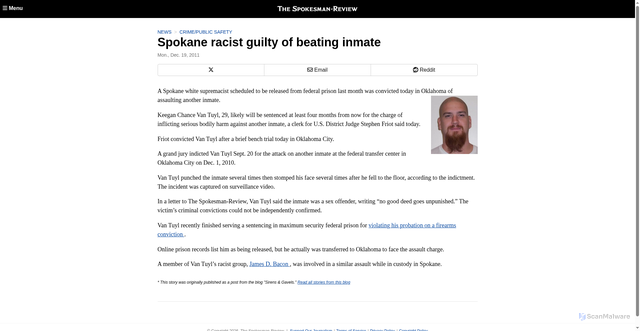 Security scan screenshot of https://www.spokesman.com/stories/2011/dec/19/spokane-racist-guilty-beating-inmate/