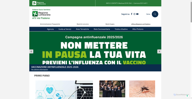 Security scan screenshot of https://www.ats-valpadana.it/