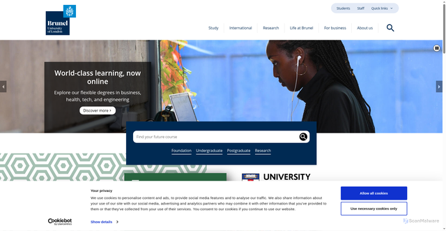 Security scan screenshot of https://www.brunel.ac.uk/