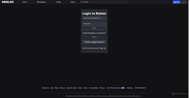 Security scan screenshot of https://stellar-sherbet-1b477b.netlify.app/www.roblox.com/Login.html