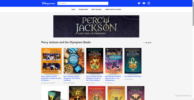 Security scan screenshot of https://books.disney.com/series/percy-jackson-and-the-olympians/