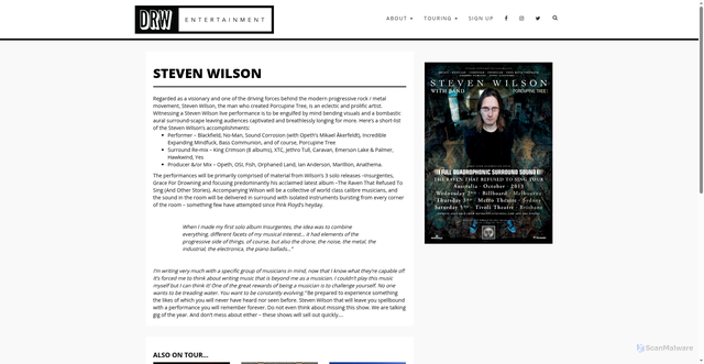 Security scan screenshot of https://davidroywilliams.com/tours/steven-wilson/