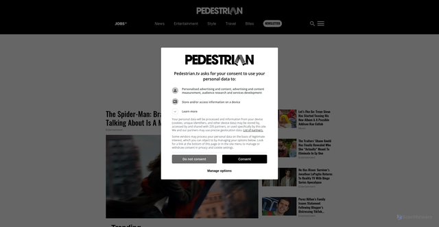 Security scan screenshot of https://pedestrian.tv