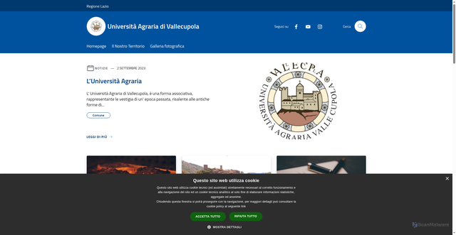 Security scan screenshot of https://www.agrariavallecupola.it