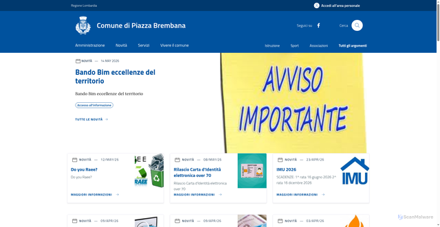 Security scan screenshot of https://www.comune.piazzabrembana.bg.it