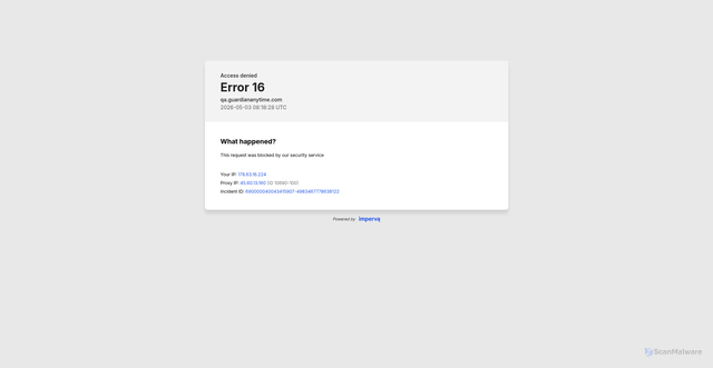 Security scan screenshot of https://qa.guardiananytime.com