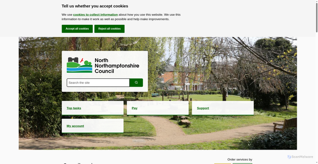 Security scan screenshot of https://www.northnorthants.gov.uk/