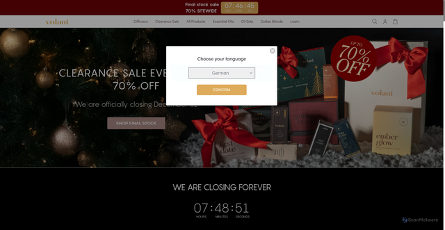 Security scan screenshot of https://se.volantaroma.com?utm_source=Klaviyo&utm_medium=flow&utm_campaign=Order%20Confirmation%20V2.3&utm_id=TLkygB&utm_term=01K5P99QW0HWKQ9E2M2TDZWVYK&_kx=r8VyiKhvP8ExMOW-k9MMuQv_-dgRNolHc3zrytAfGWsMwPeIQ0_hquIqiEu4Wclk.SVtHnV