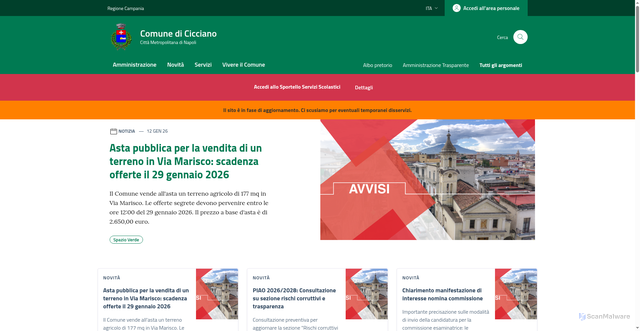 Security scan screenshot of https://comune.cicciano.na.it/