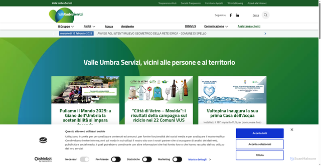 Security scan screenshot of https://www.valleumbraservizi.it/