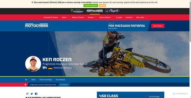 Security scan screenshot of https://promotocross.com/rider/ken-roczen