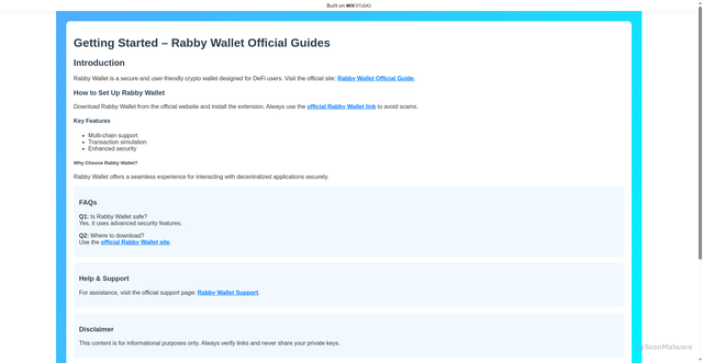 Security scan screenshot of https://supportrabby.wixstudio.com/rabby