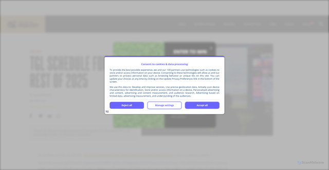 Security scan screenshot of https://mygolfspy.com/alternate-golf/tgl-schedule-for-the-rest-of-2025/