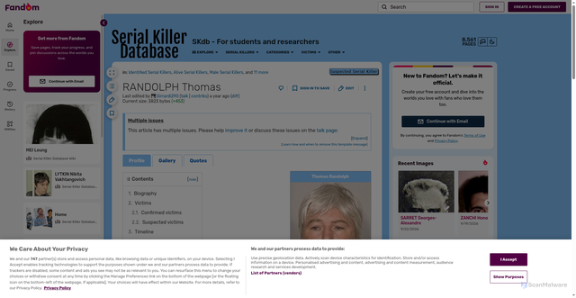 Security scan screenshot of https://skdb.fandom.com/wiki/RANDOLPH_Thomas