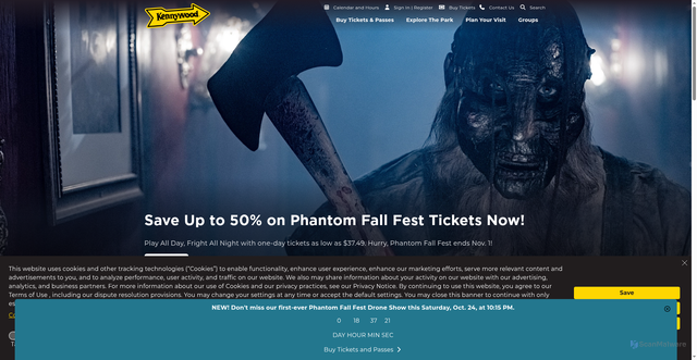 Security scan screenshot of https://www.kennywood.com/