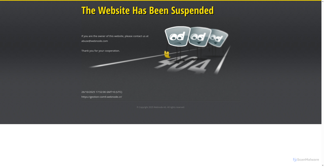 Security scan screenshot of https://gestion-com9.webnode.cr/