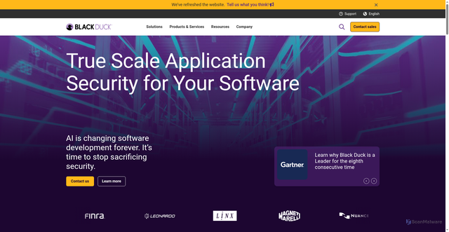 Security scan screenshot of https://www.blackduck.com/