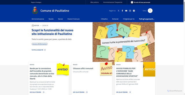 Security scan screenshot of https://www.comune.paulilatino.or.it/
