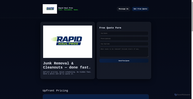 Security scan screenshot of http://rapidhaulpros.com/