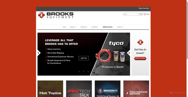Security scan screenshot of https://brooksequipment.com