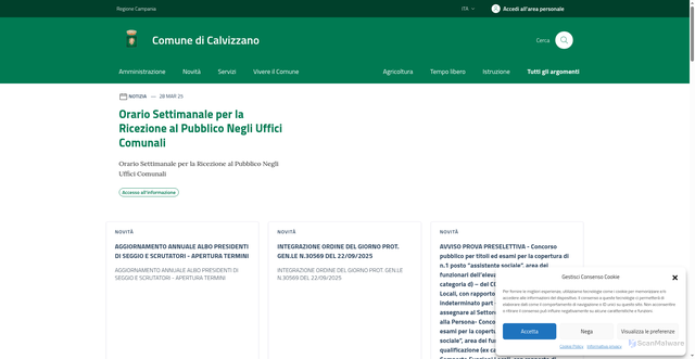 Security scan screenshot of https://comune.calvizzano.na.it/