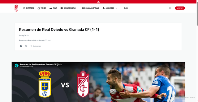 Security scan screenshot of https://www.granadacf.es/videos/W2WRT9I0QQc