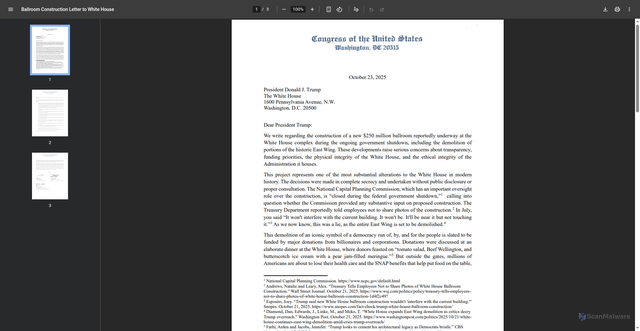 Security scan screenshot of https://democrats-naturalresources.house.gov/imo/media/doc/ballroom_construction_letter_to_white_house.pdf