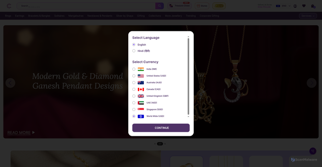 Security scan screenshot of https://caratlane.com