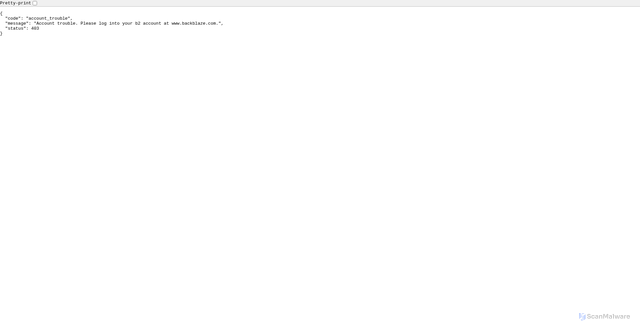Security scan screenshot of https://f005.backblazeb2.com/file/myjojoishere/mtsadmin.html