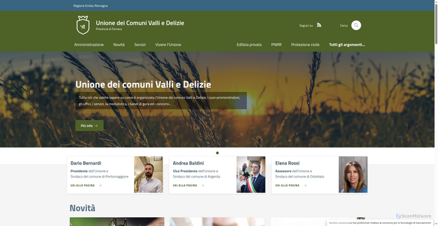 Security scan screenshot of https://www.unionevalliedelizie.fe.it