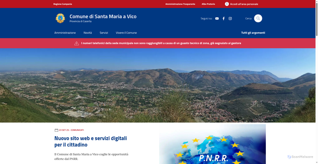Security scan screenshot of https://www.comune.santa-maria-a-vico.ce.it