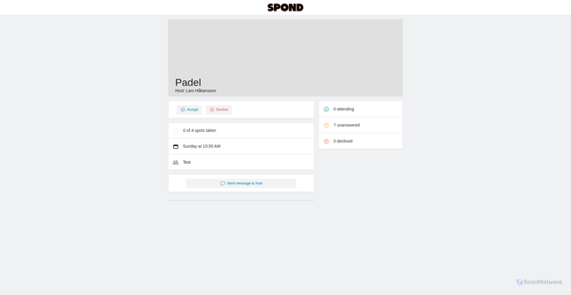 Security scan screenshot of https://spond.com/landing/?code=ADF792AAC9CA70AFC1889D27F3782536