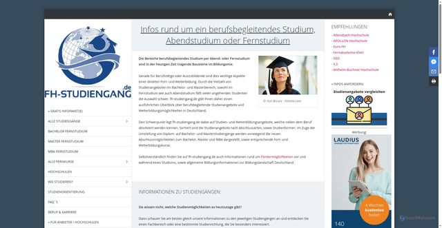 Security scan screenshot of https://www.fh-studiengang.de