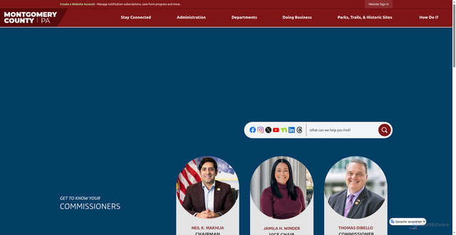 Security scan screenshot of https://montgomerycountypa.gov/