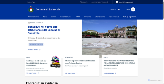 Security scan screenshot of https://www.comune.sannicola.le.it/