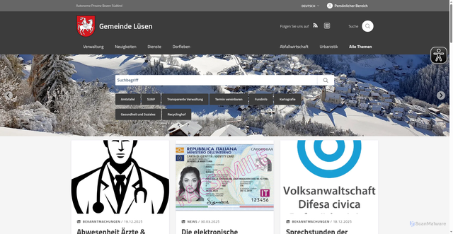 Security scan screenshot of https://www.comune.luson.bz.it/de
