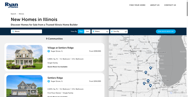 Security scan screenshot of https://www.ryanhomes.com/new-homes/communities/illinois