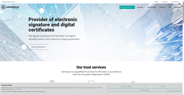 Security scan screenshot of https://uanataca.com