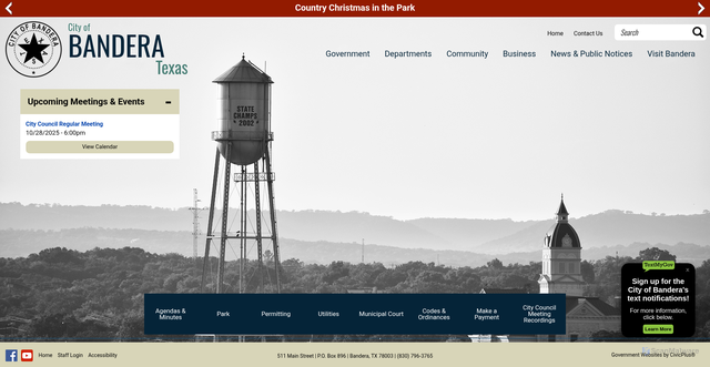 Security scan screenshot of https://www.banderatx.gov/