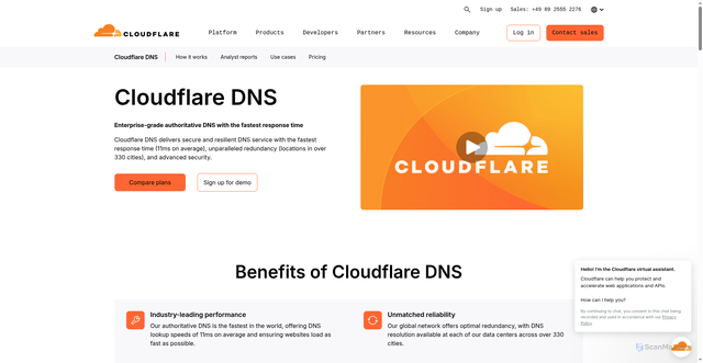 Security scan screenshot of https://mia.ns.cloudflare.com