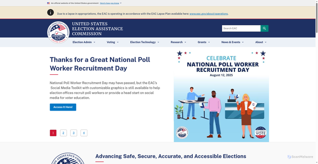 Security scan screenshot of https://www.eac.gov/