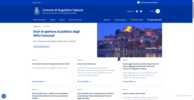 Security scan screenshot of https://www.comune.anguillara-sabazia.roma.it/
