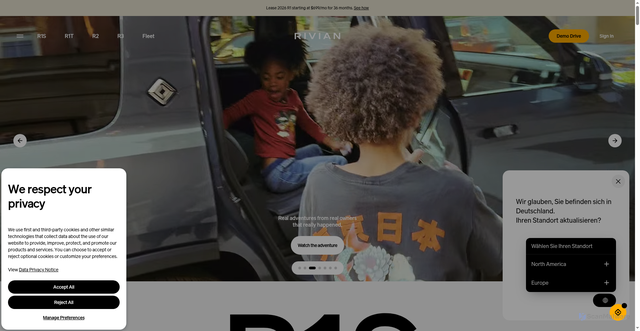Security scan screenshot of https://rivian.com/