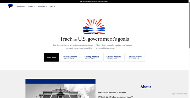 Security scan screenshot of https://www.performance.gov/