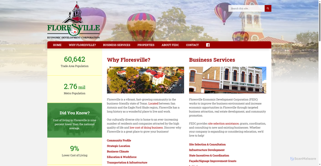 Security scan screenshot of https://www.floresvilleedctx.gov/