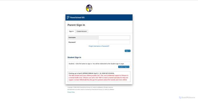 Security scan screenshot of https://lancastercity.powerschool.com