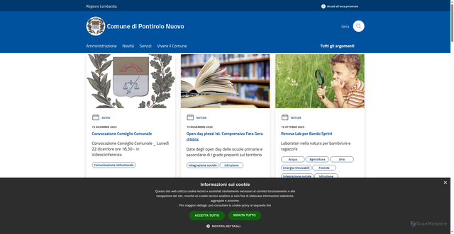 Security scan screenshot of https://www.comune.pontirolonuovo.bg.it/it