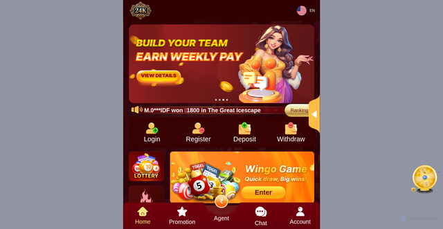 Security scan screenshot of https://www.24kland1.win/