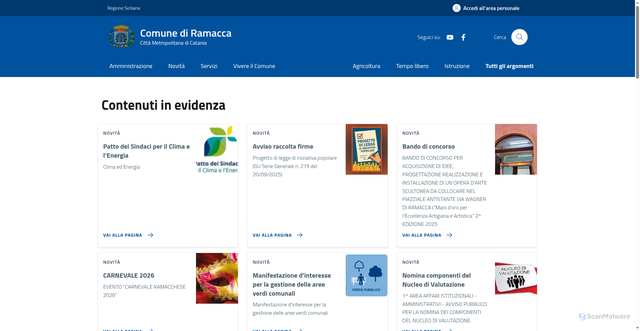 Security scan screenshot of https://www.comune.ramacca.ct.it/