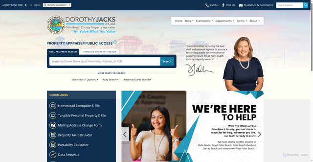 Security scan screenshot of https://pbcpao.gov/index.htm